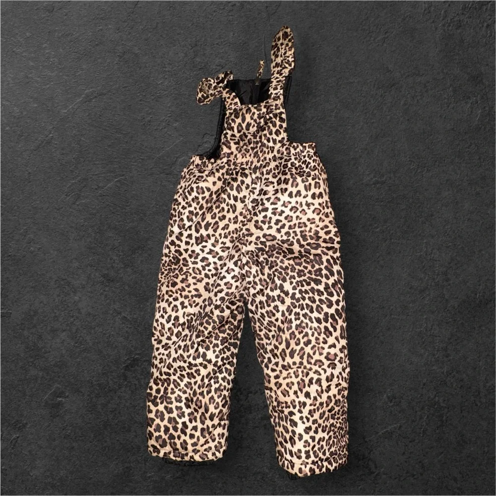 Bon Bébé Leopard Print Girls Snow Pants / Bibs - Picture 2 of 5